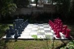 grey and magenta chess set